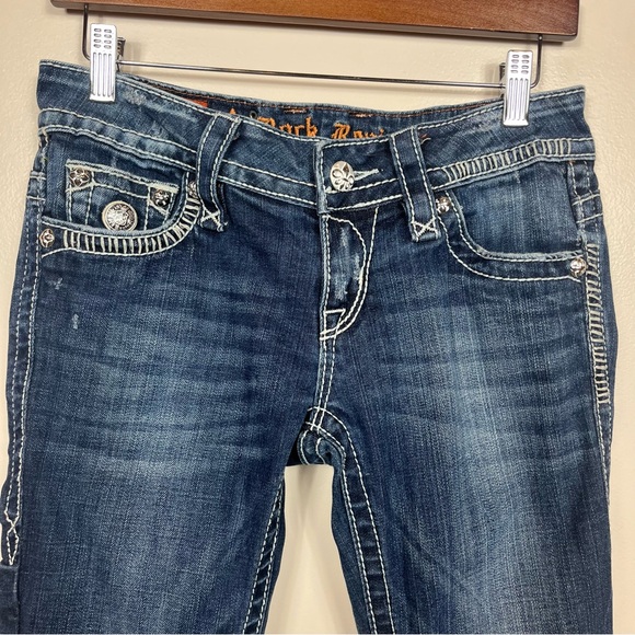 Rock Revival Jen Bootcut Jeans Size 27 Med Wash Embellished Low Rise - Picture 7 of 13